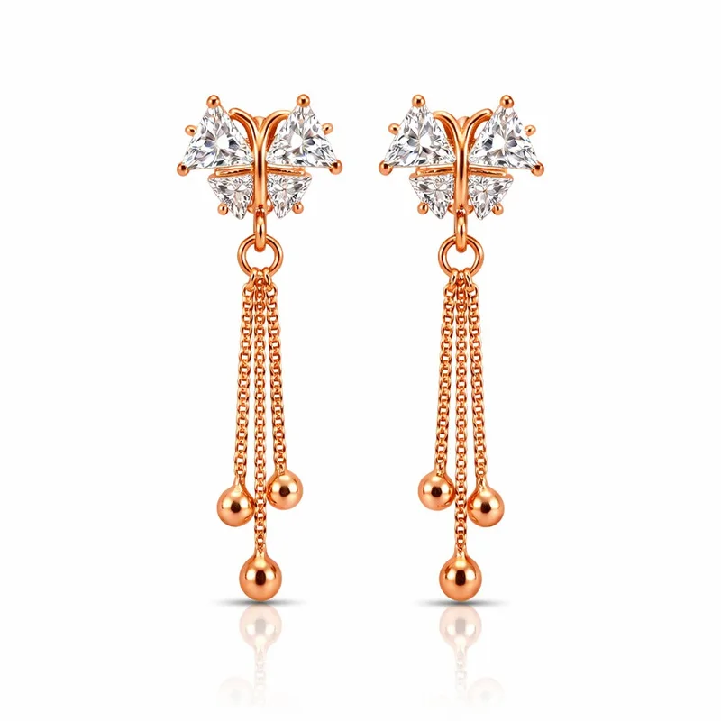 πΈ CZ Blossom Tassel Chain Earrings
